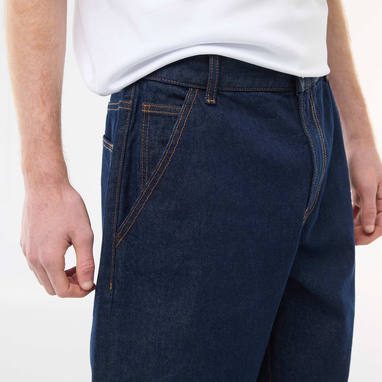 Bermuda denim baggy en coton BLEU