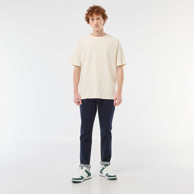 Pantalon denim stretch slim en coton BLEU