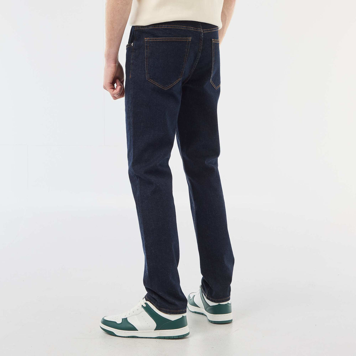 Pantalon denim stretch slim en coton BLEU
