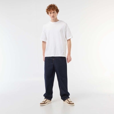 Pantalon denim baggy en coton BLEU