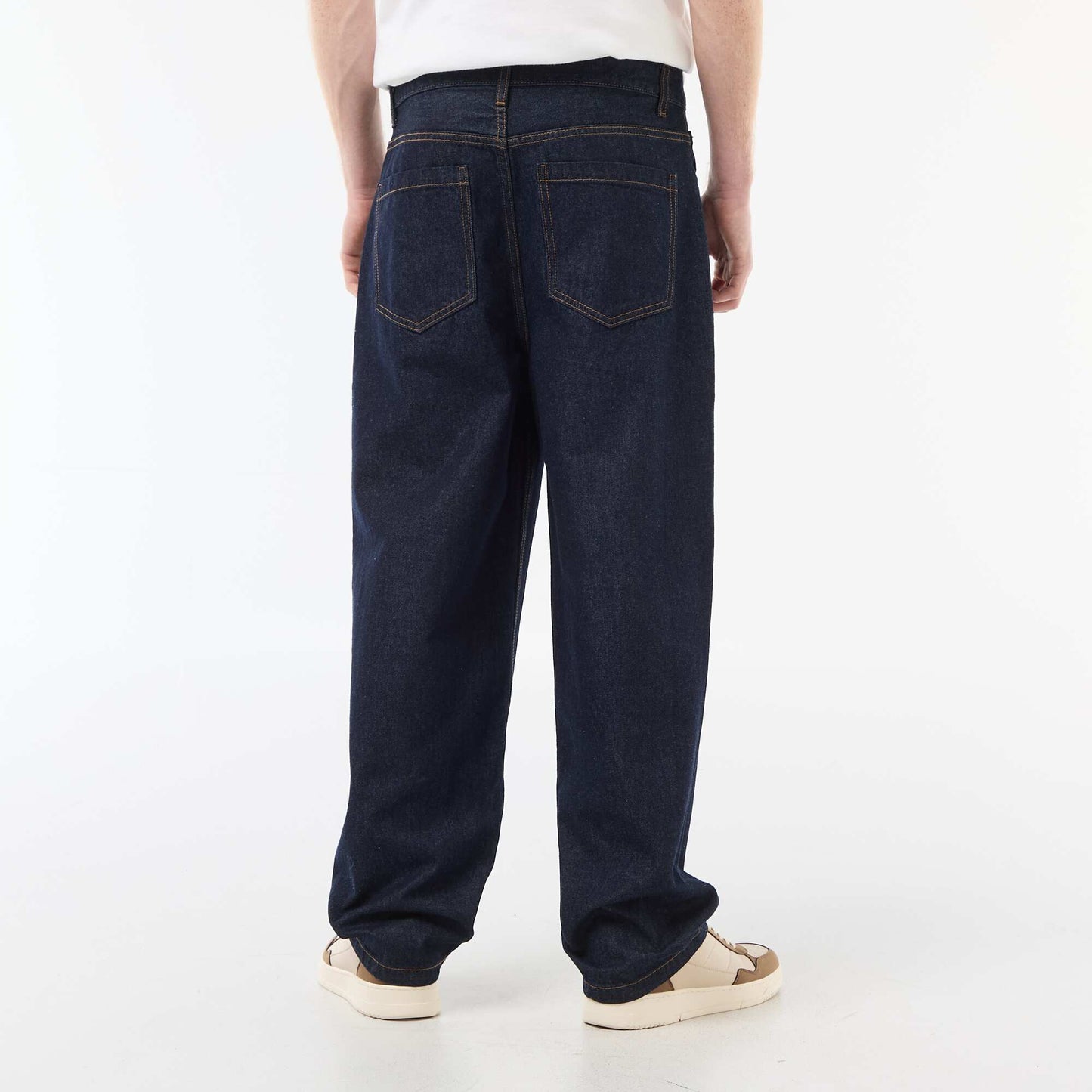 Pantalon denim baggy en coton BLEU