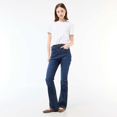 Jean flare taille haute BLEU