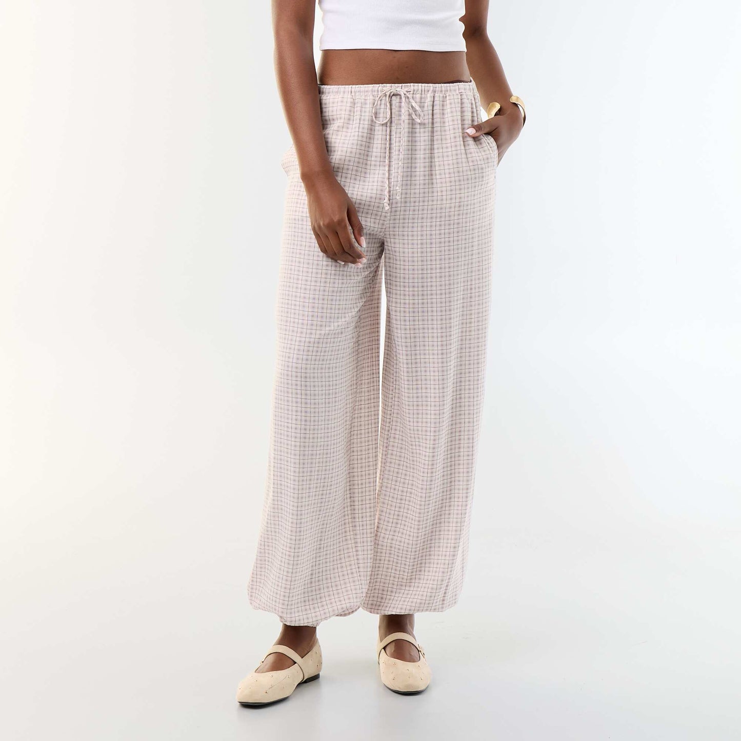 Pantalon coupe balloon uni avec 2 poches VIOLET