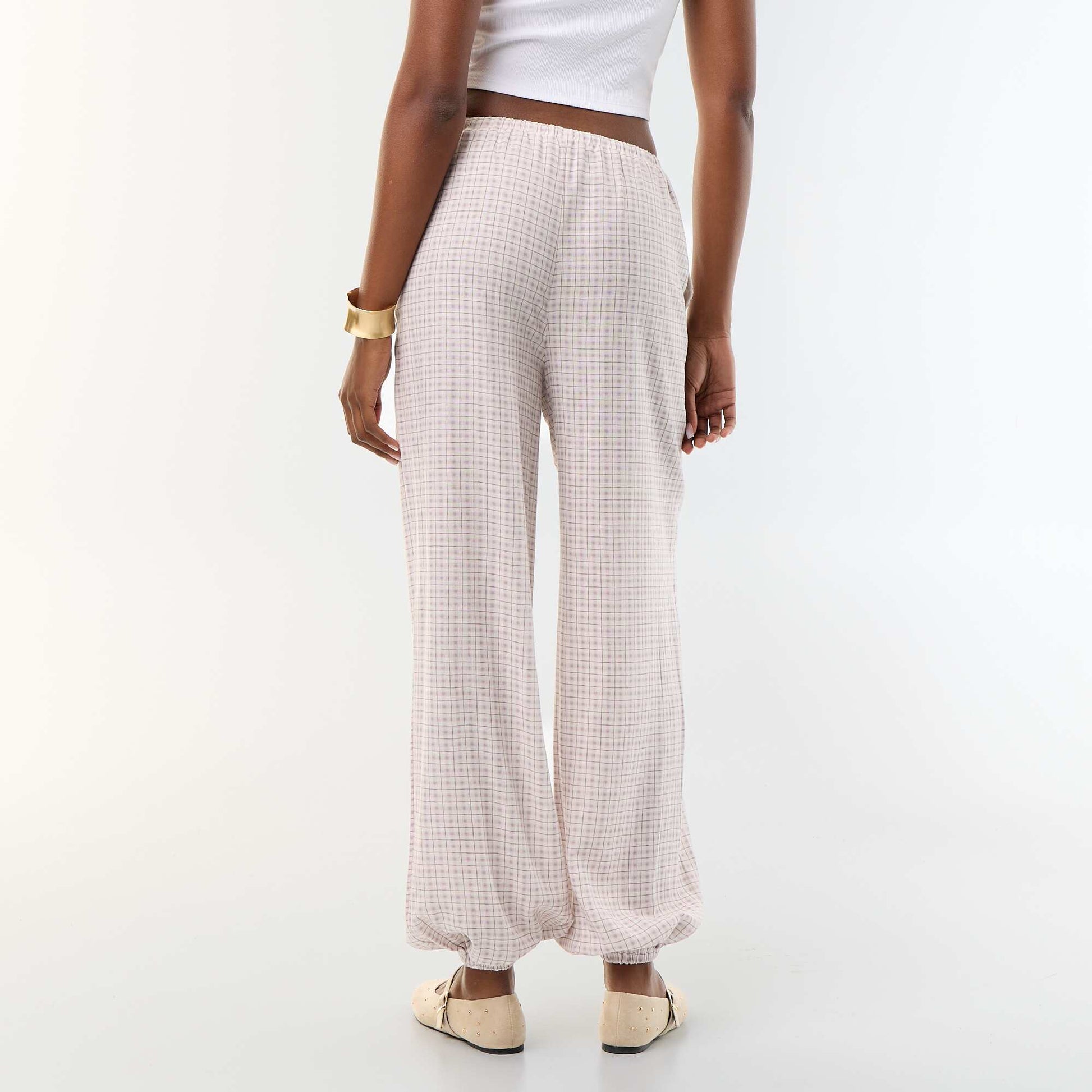 Pantalon coupe balloon uni avec 2 poches VIOLET