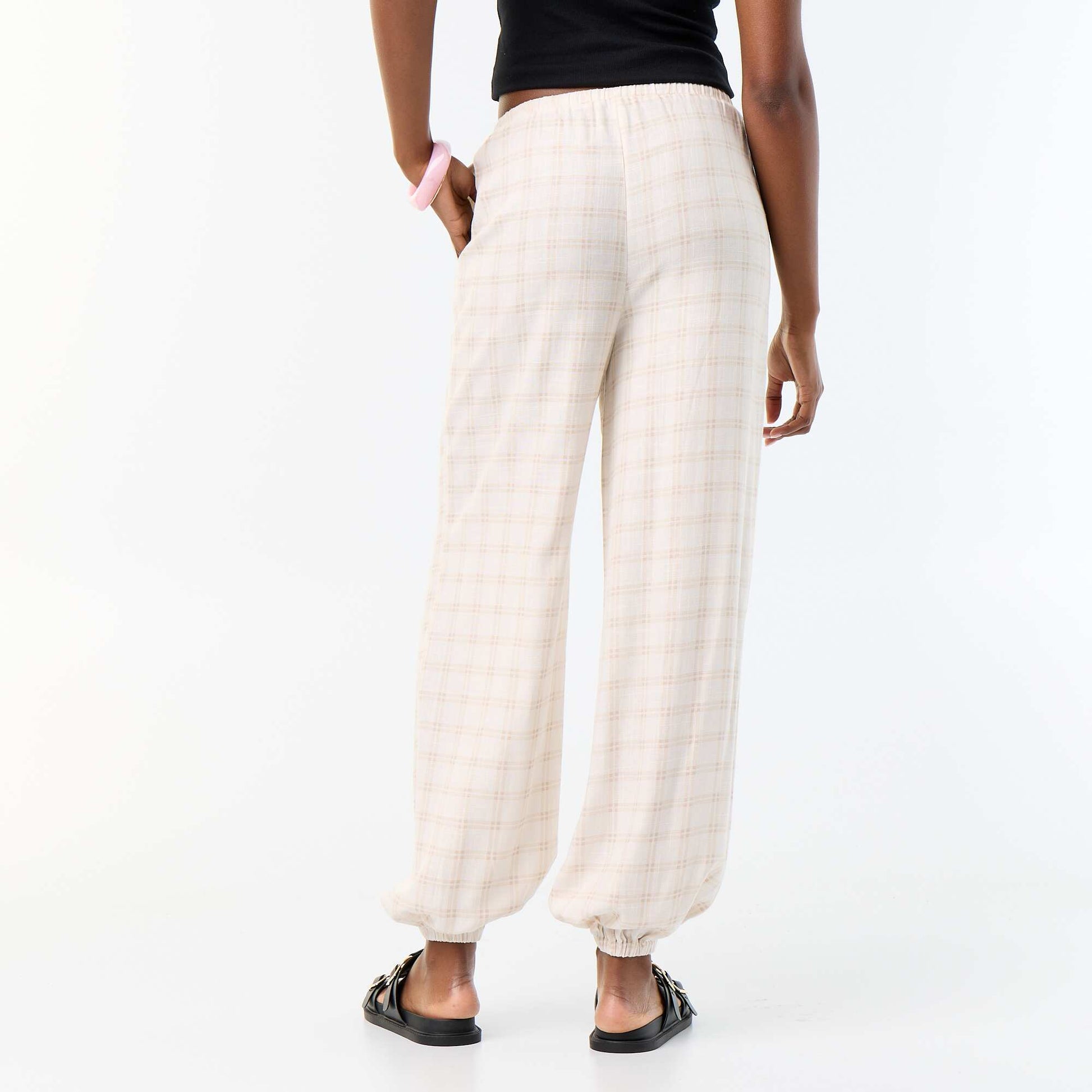 Pantalon coupe balloon uni avec 2 poches BEIGE
