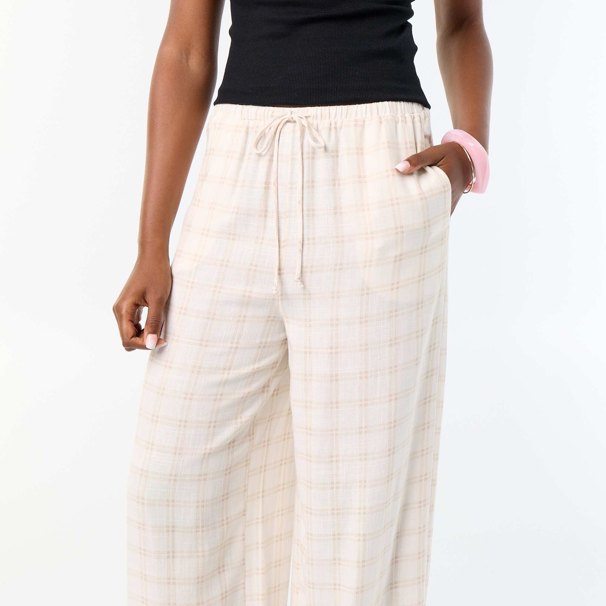 Pantalon coupe balloon uni avec 2 poches BEIGE