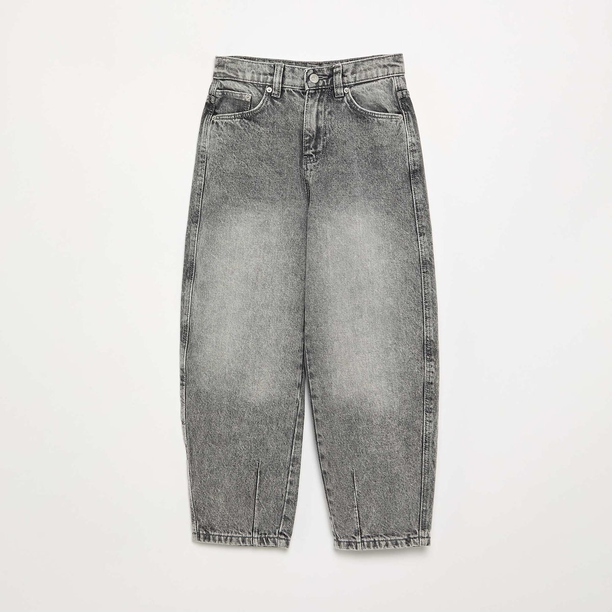 Pantalon en denim forme barrel GRIS