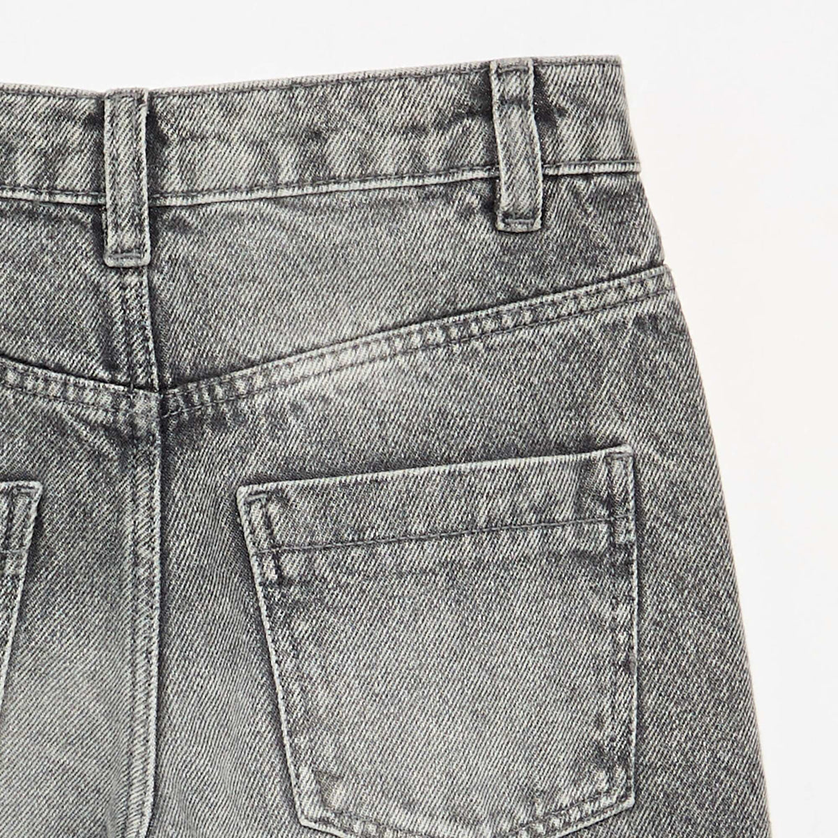 Pantalon en denim forme barrel GRIS