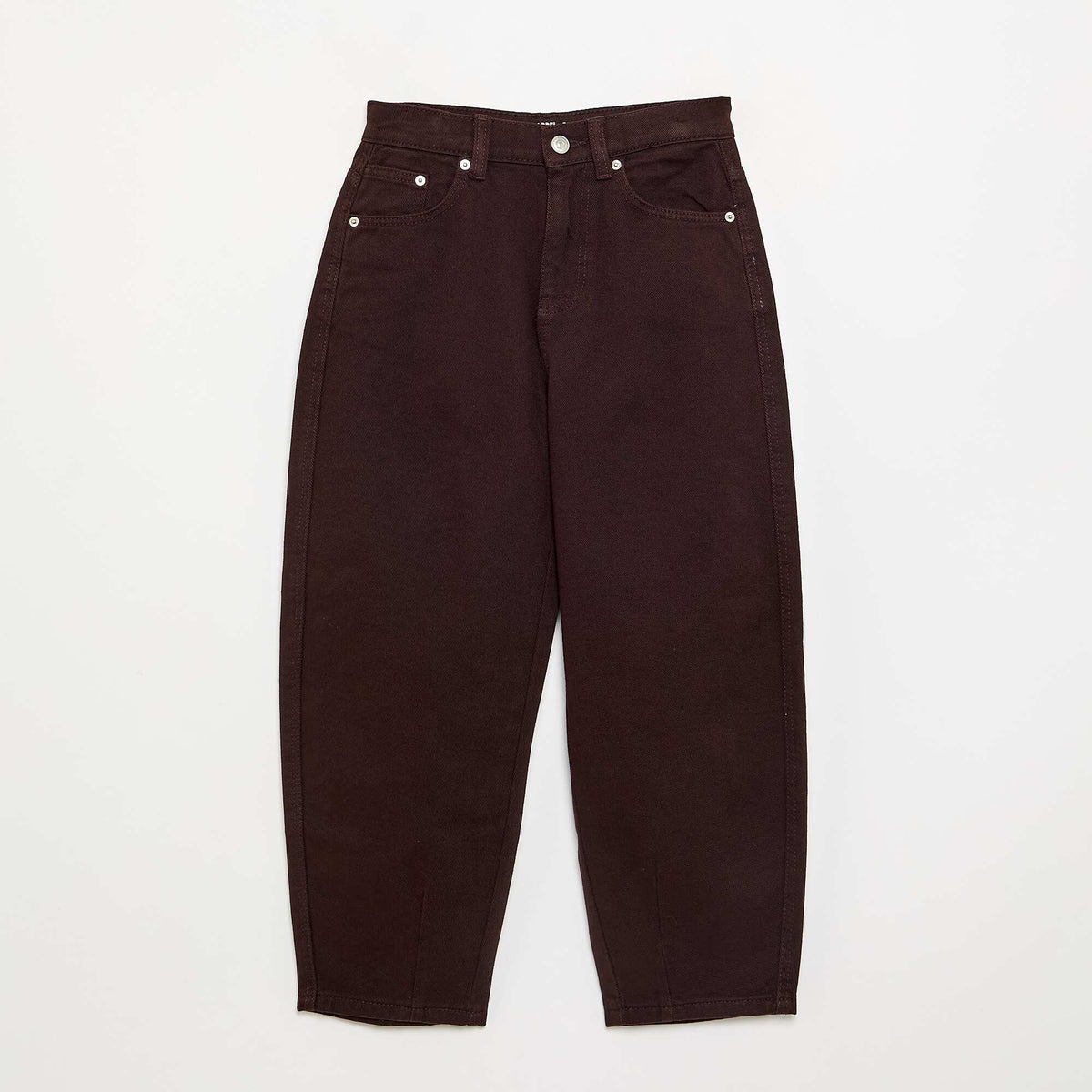 Pantalon en denim forme barrel MARRON