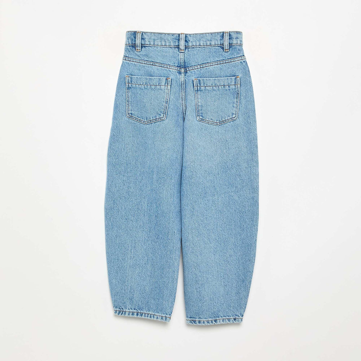 Pantalon en denim forme barrel BLEU