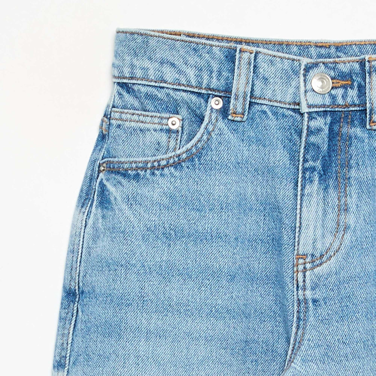 Pantalon en denim forme barrel BLEU