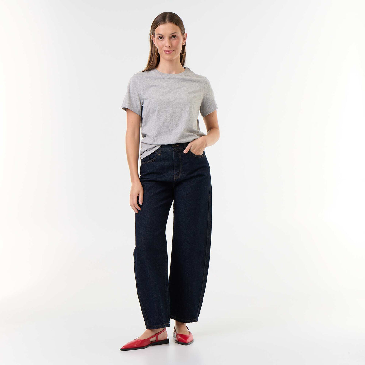 Pantalon en denim forme large barrel BLEU