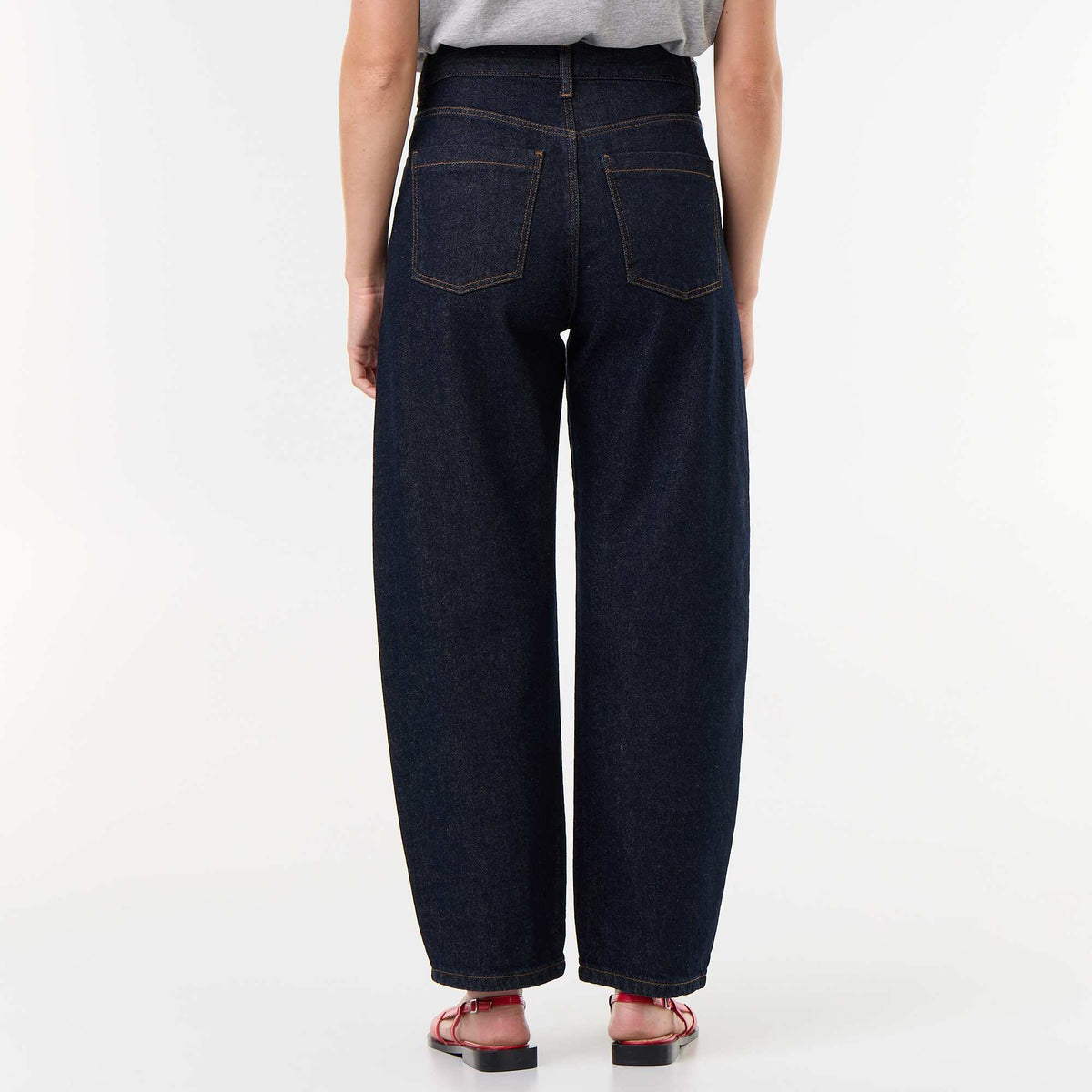 Pantalon en denim forme large barrel BLEU