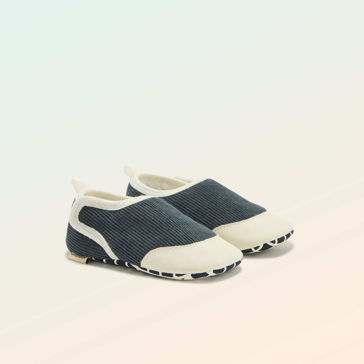 Chaussons côtelés à scratchs - Motricité 2 '4 pattes' - 'Kitchoun' BLEU