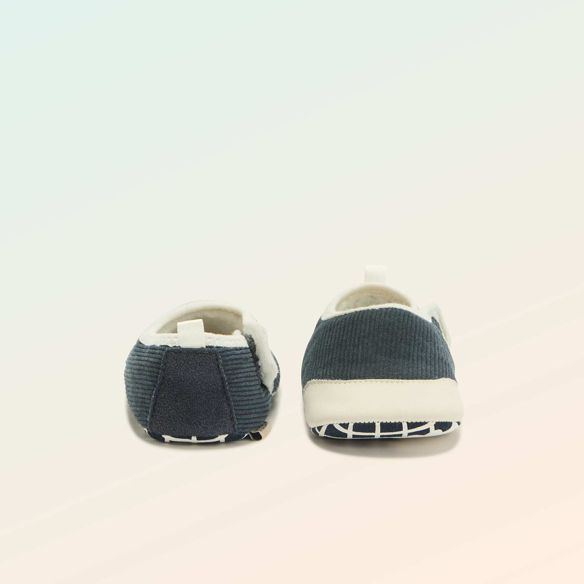 Chaussons côtelés à scratchs - Motricité 2 '4 pattes' - 'Kitchoun' BLEU