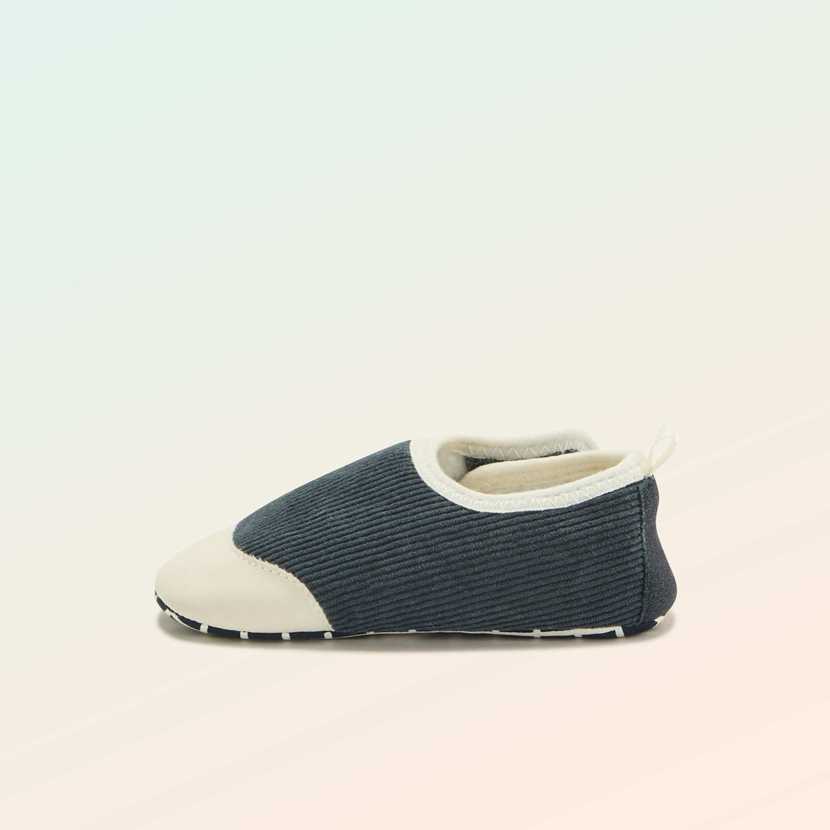 Chaussons côtelés à scratchs - Motricité 2 '4 pattes' - 'Kitchoun' BLEU