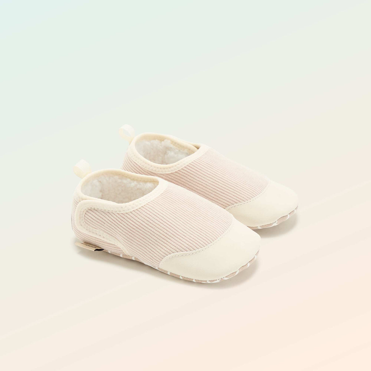 Chaussons côtelés à scratchs - Motricité 2 '4 pattes' - 'Kitchoun' BEIGE
