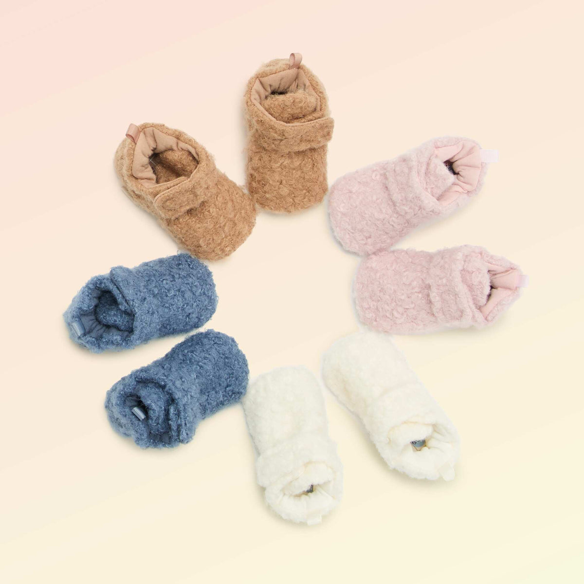 Chaussons montants effet moutonné - 'Kitchoun' ROSE