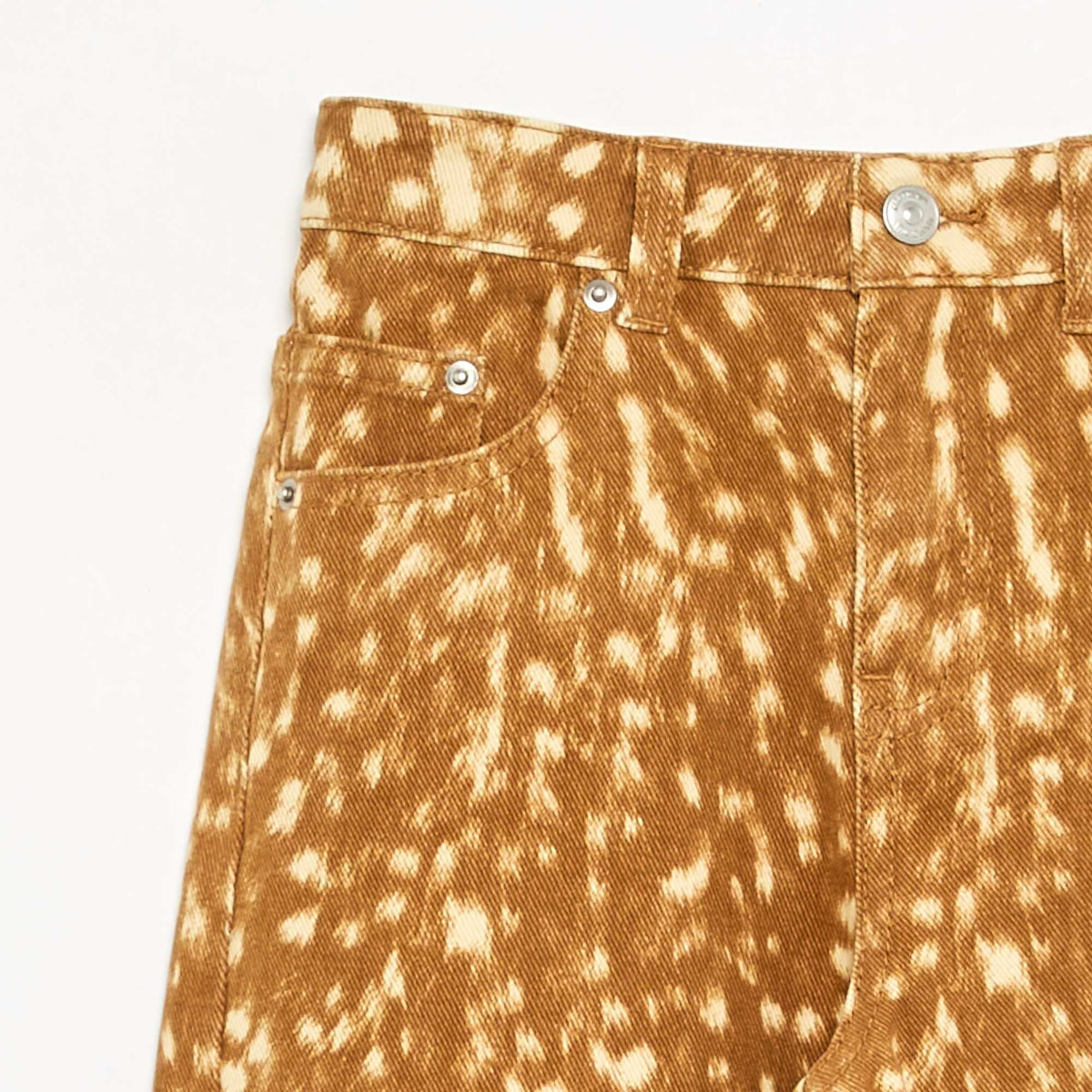 Pantalon en denim forme barrel imprimé 'faon' BEIGE