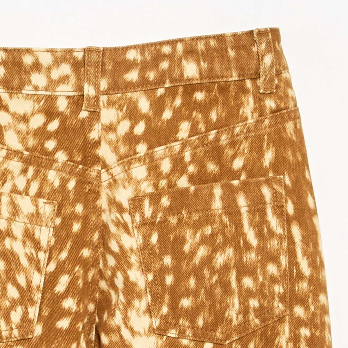Pantalon en denim forme barrel imprimé 'faon' BEIGE