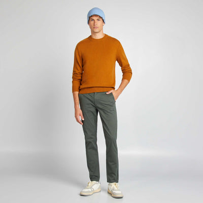 Pantalon chino slim VERT