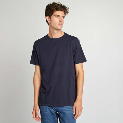 T-shirt droit en jersey uni BLEU MARINE