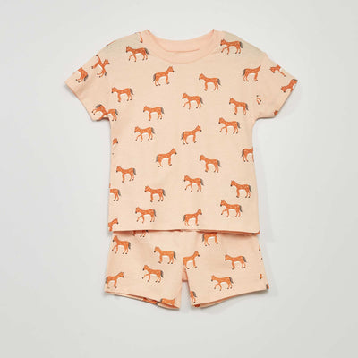 Pyjama court en jersey avec imprimé - 2 pièces Pêche