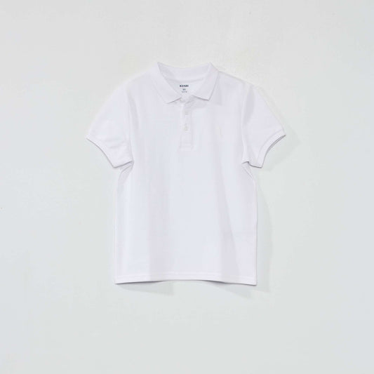 Polo en piqué de coton uni BLANC