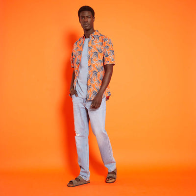 Chemise regular à fleurs Orange