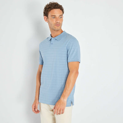 Polo en jersey uni à relief Bleu