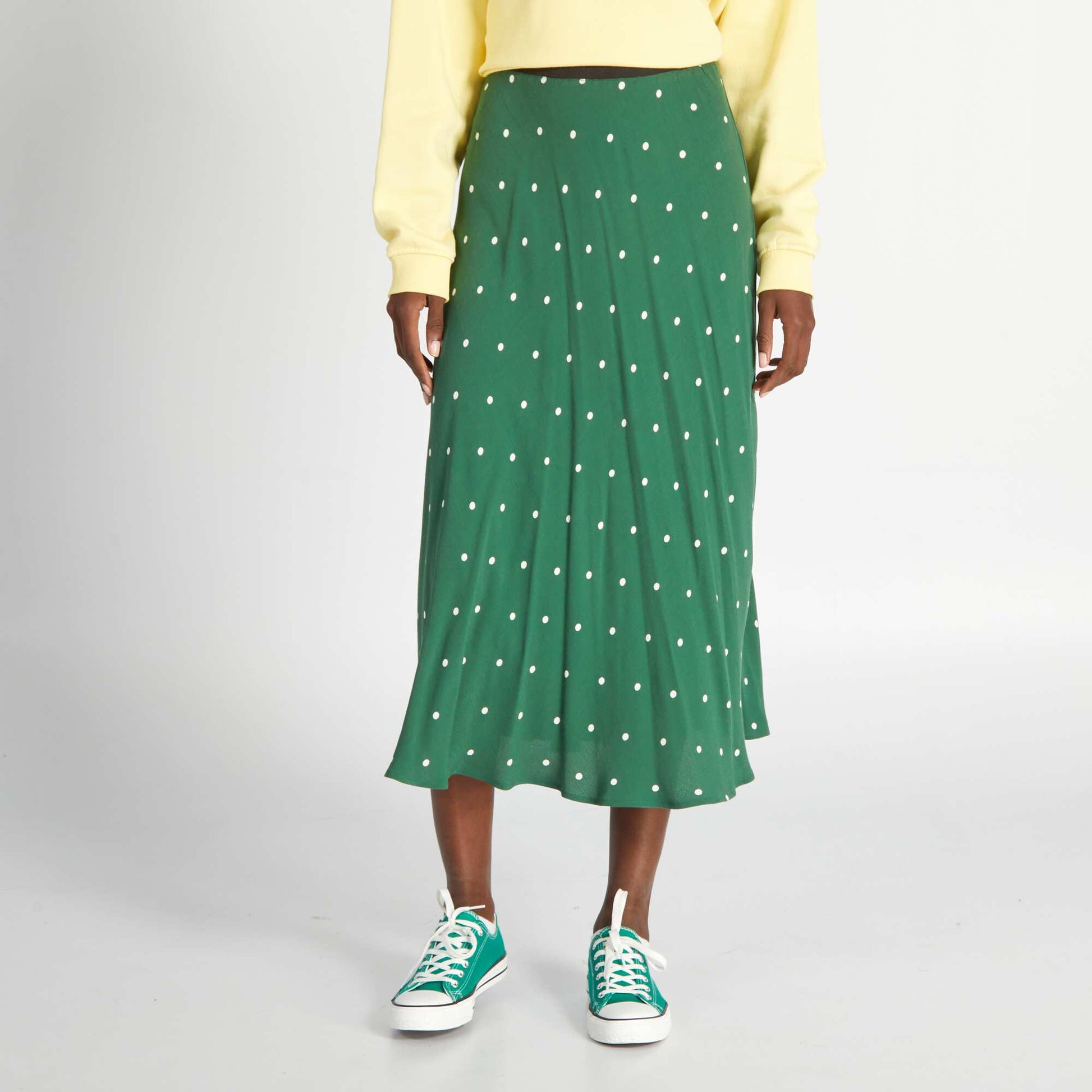 Jupe midi en satin Femme - Vert Jupe midi en satin Femme - Vert
