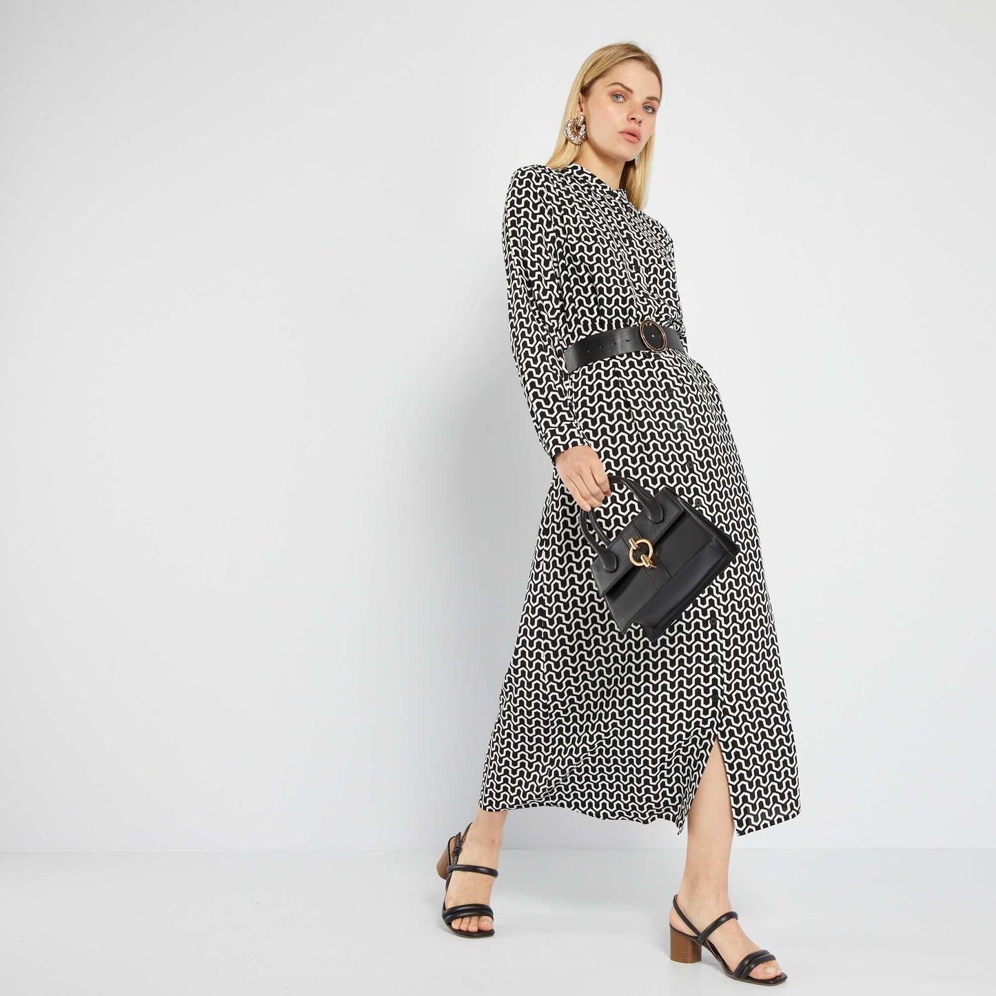 Robe chemise longue imprimée Noir – Kiabi Afrique