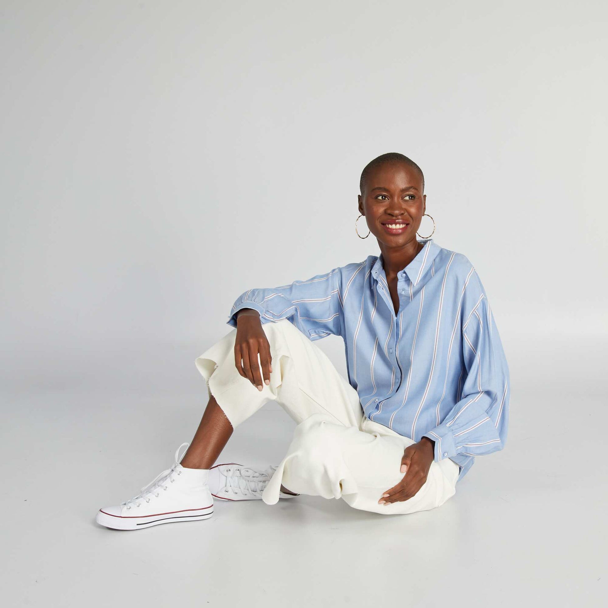 Chemisier fluide à rayures Bleu rayé – Kiabi Afrique