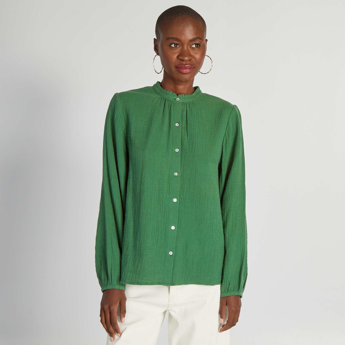 Chemise Blouse Gaze De Coton Femme SAMI Orange Chemise Gaze De