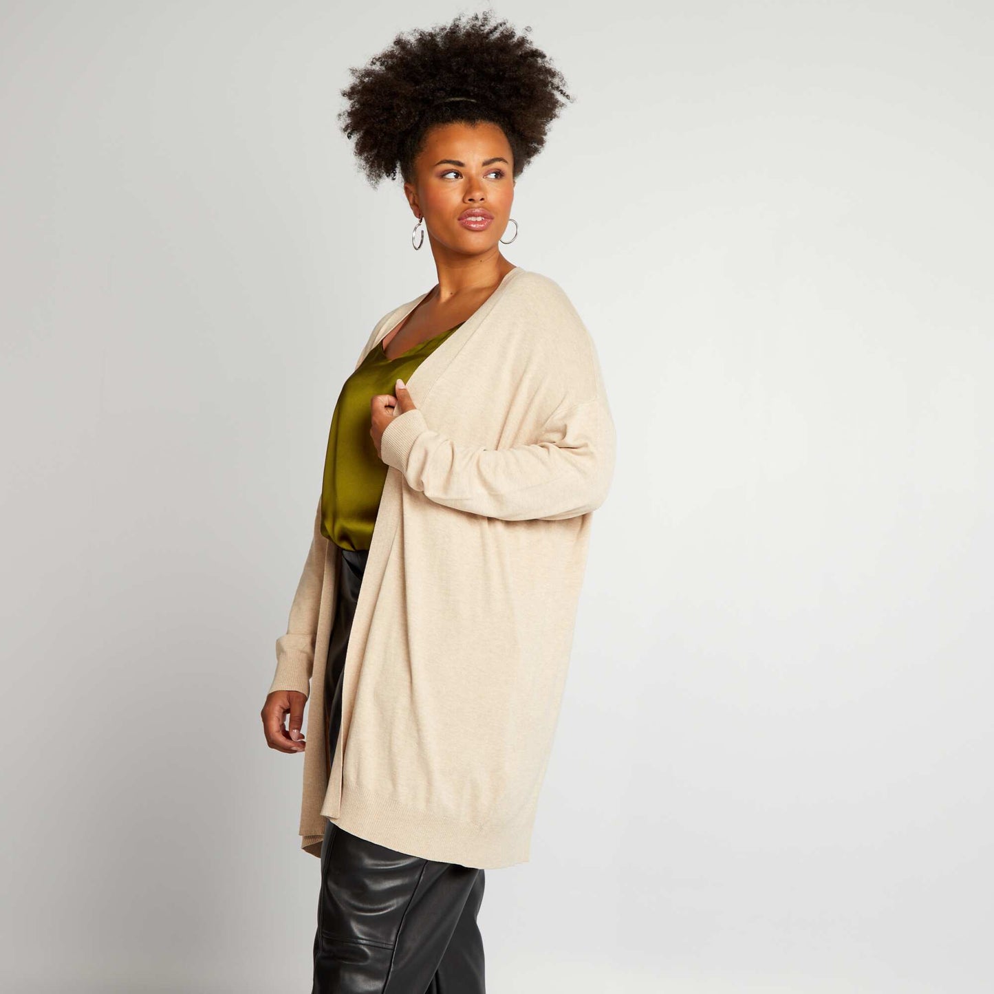 Gilet ouvert mi-cuisses Beige