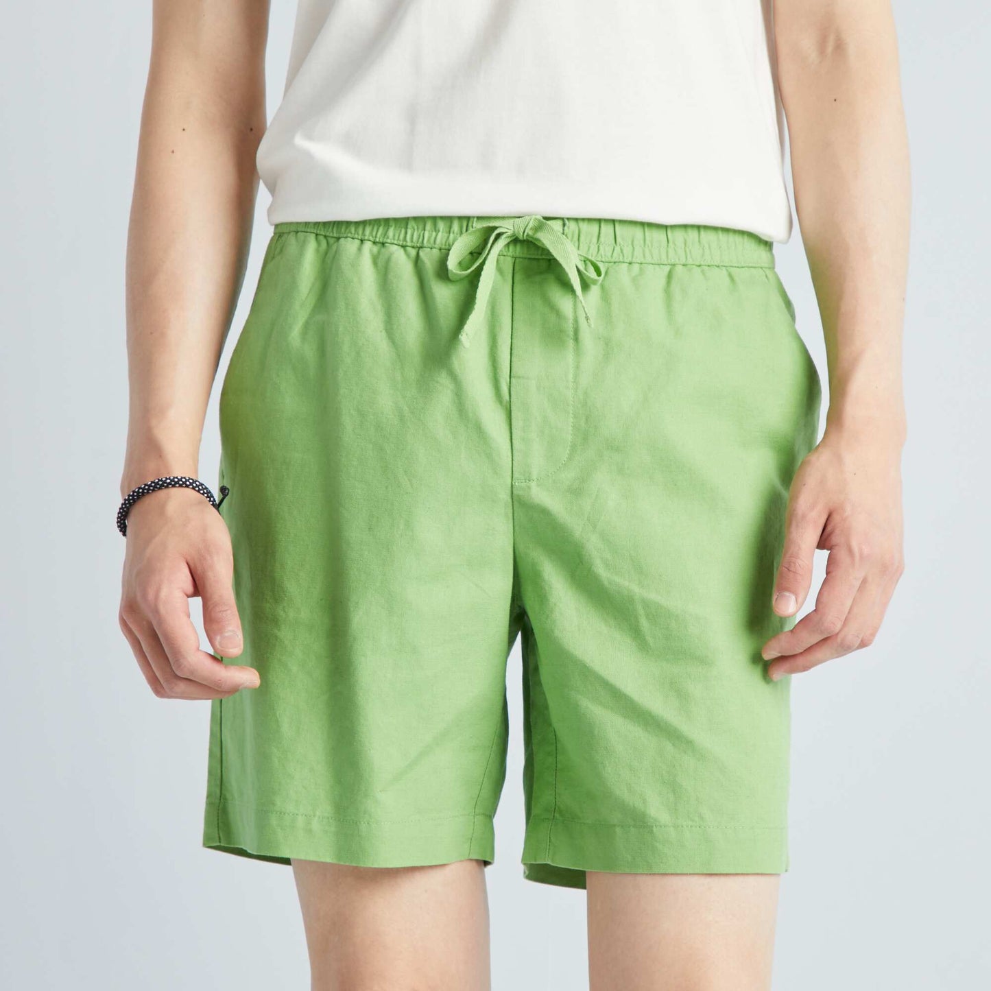 Bermuda chino en coton et en lin Vert