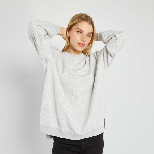 Sweat long en molleton Gris