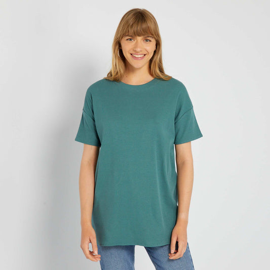 T-shirt long côtelé Vert