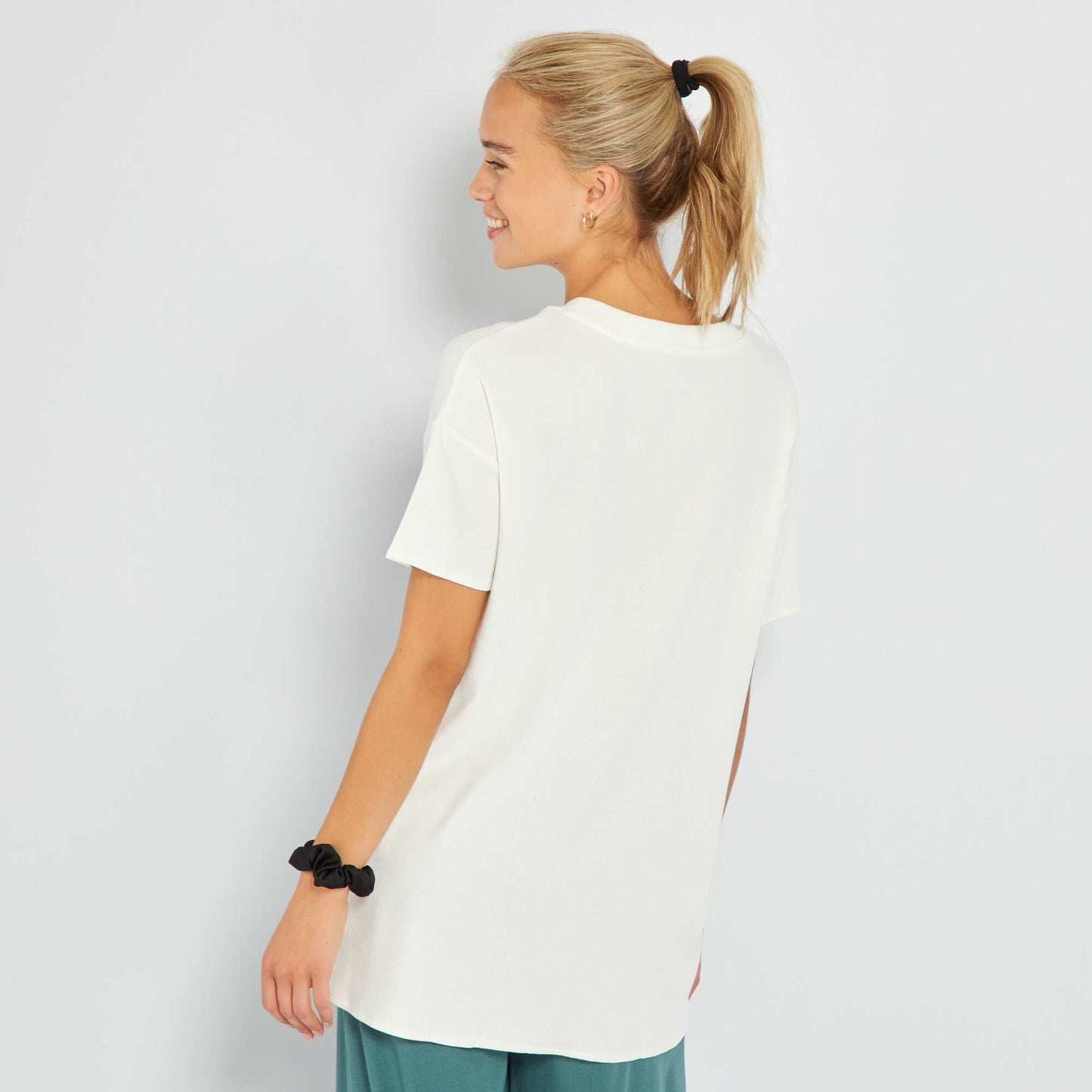 T-shirt long côtelé Blanc