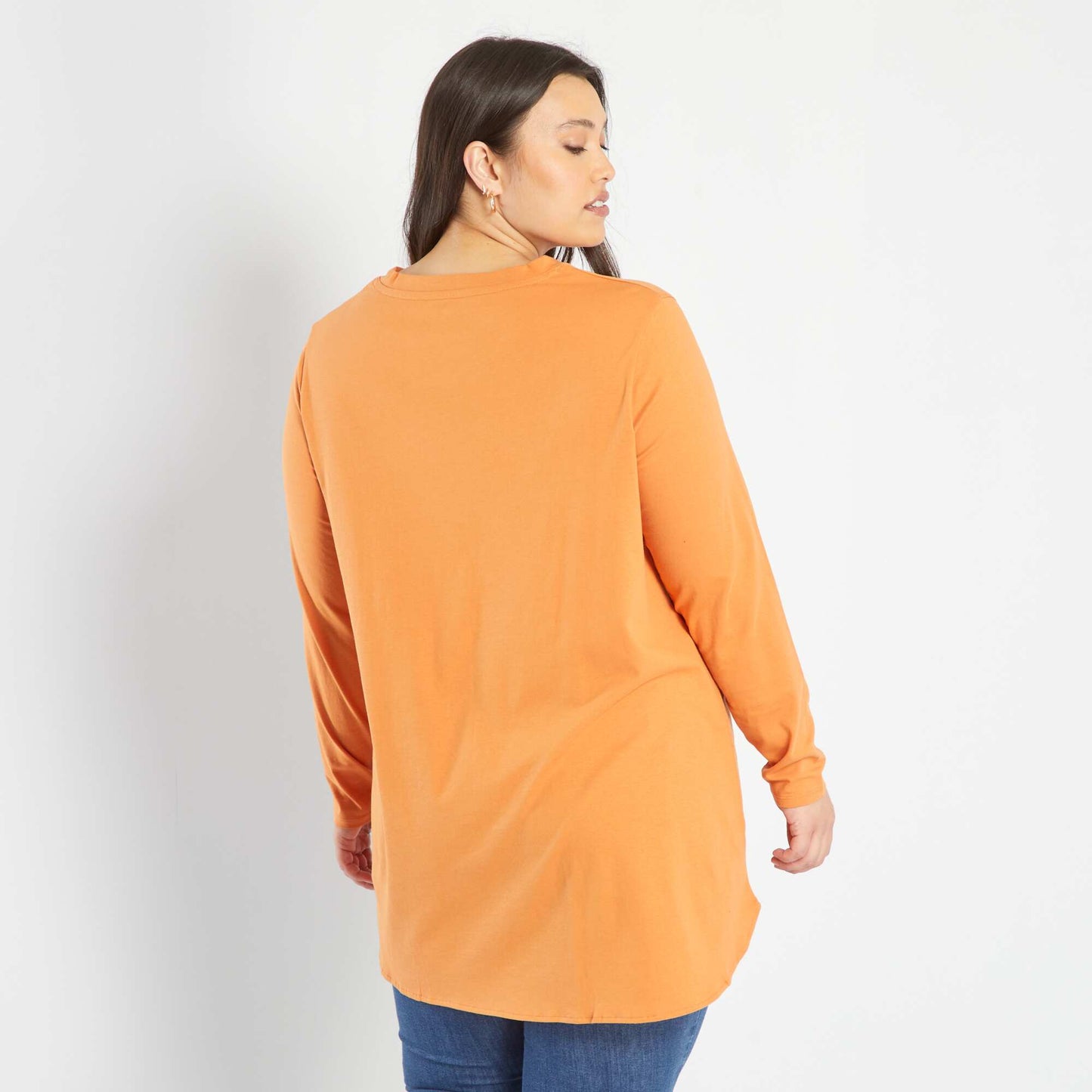 T-shirt rallongé manches longues Orange