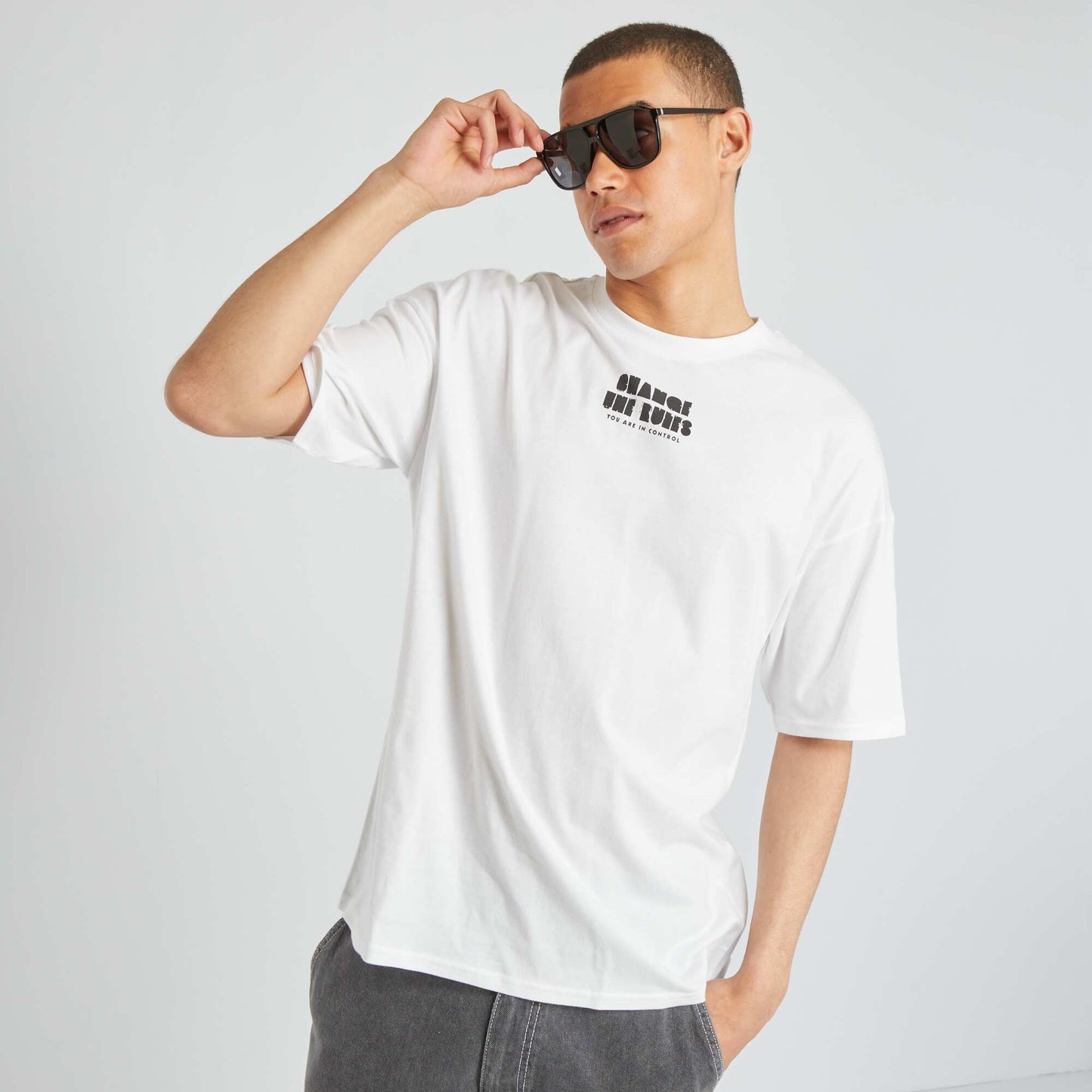 T-shirt manches courtes imprimé Blanc