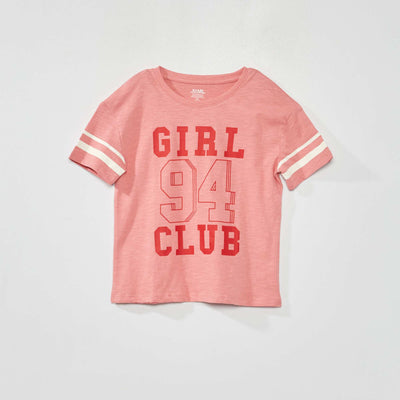 T-shirt à col rond esprit campus Rose