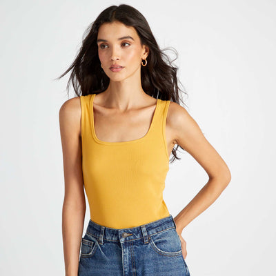 Body en maille côtelée Jaune