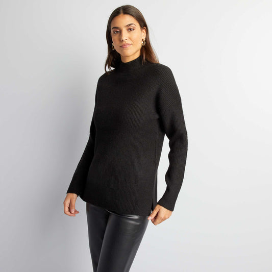 Pull en maille col montant noir