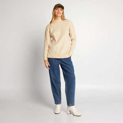 Pull en maille col montant Beige