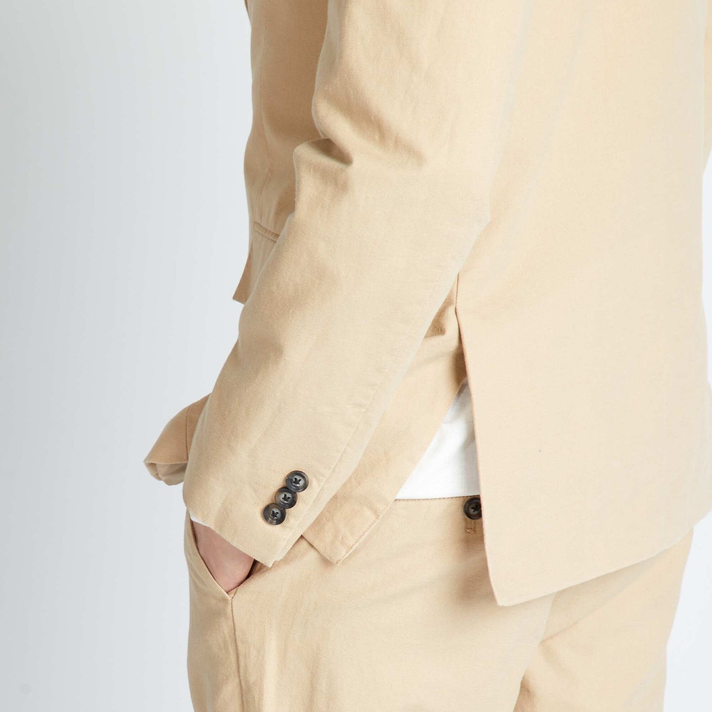 Veste de costume slim avec lin Beige