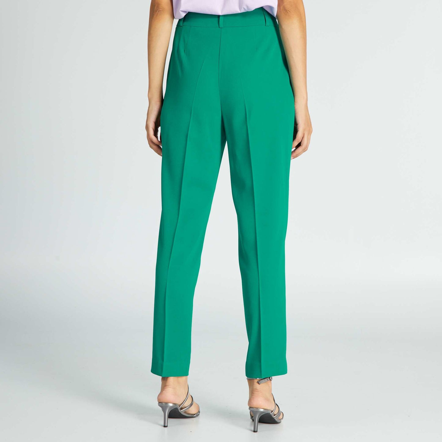 Pantalon cigarette à taille haute Vert