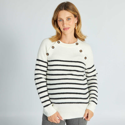 Pull grossesse et allaitement Blanc rayé