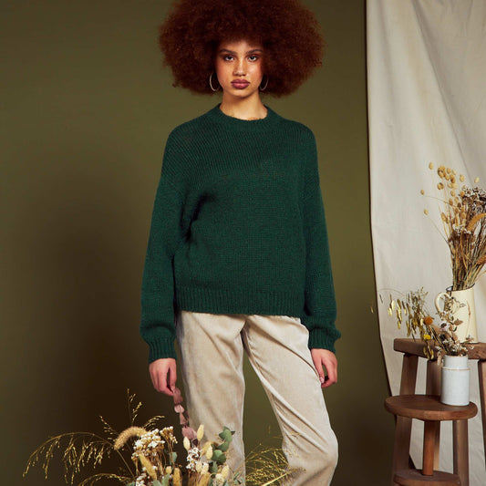 Pull court en maille Vert