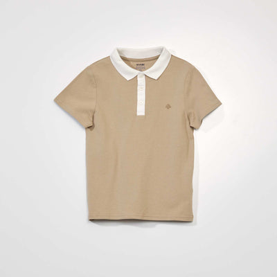 Polo en piqué de coton Beige